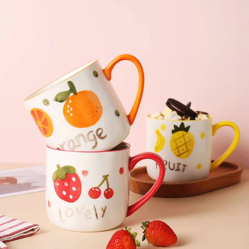 

Fruit Ceramic Coffee Mug Home Creative Breakfast Milk Mug Cute Children's Drink Water Cups A Holiday Gift Cup for A Friend