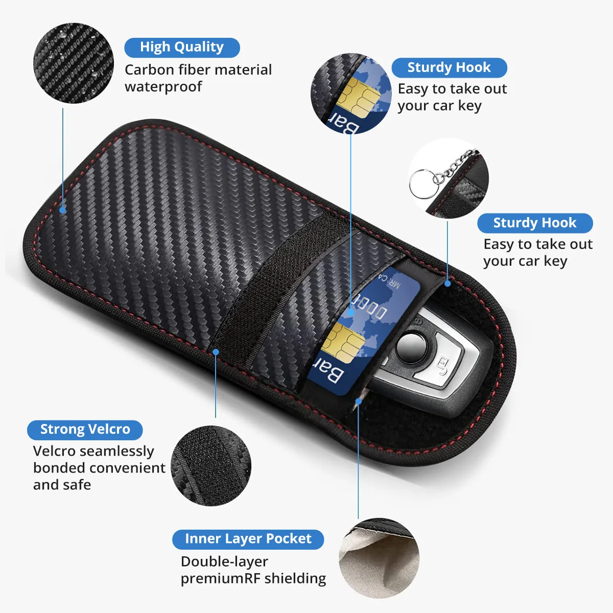 Enhanced Anti-Theft Faraday Key and Card Shielding Pouch