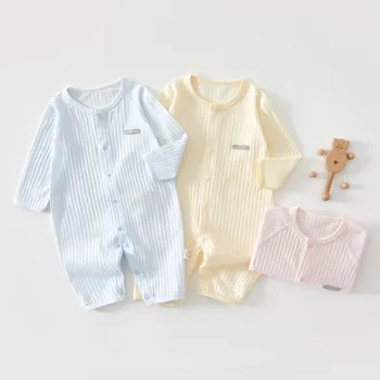Baby Clothes Summer Clothes Baby Folio Onesie Summer Thin Long-sleeved Primer Air Conditioner Clothes Pure Cotton 1
