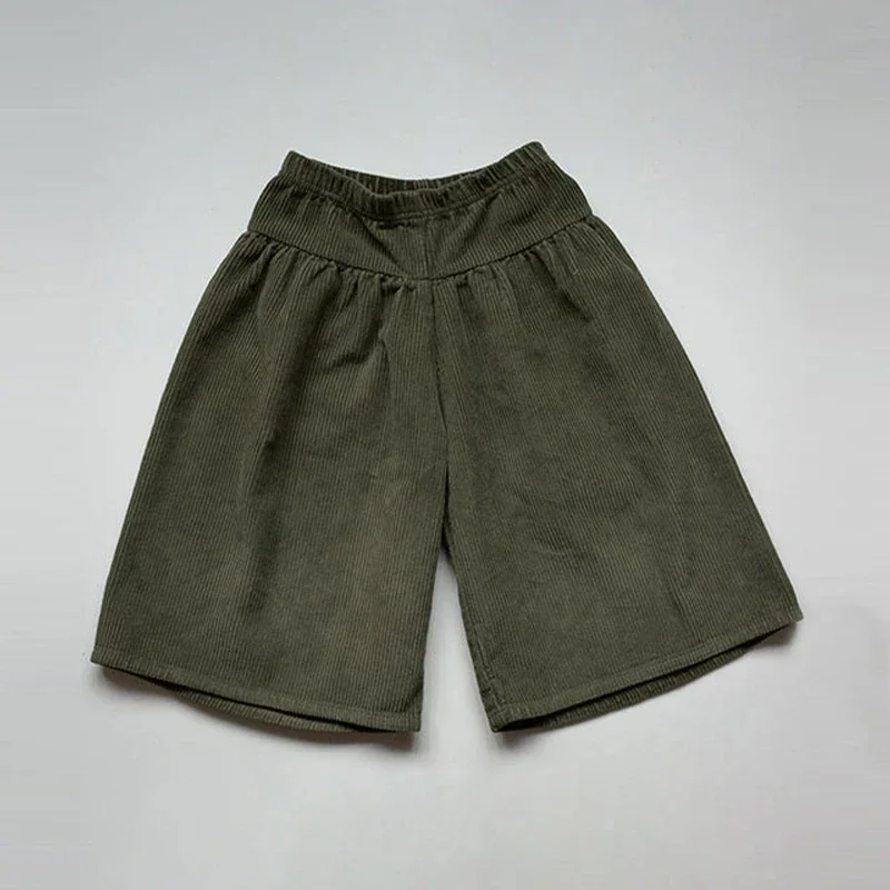 Winter Children's Vintage Corduroy Culotte Pants Casual Comfortable Boys And Girls Elastic Waist Loose Wide Leg Pants TZ332
