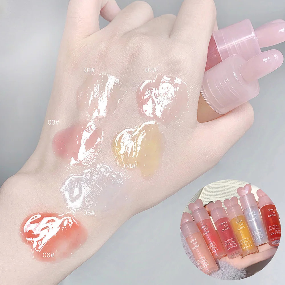 Heart Moisturizing Lip Gloss Lightweight Lip Oil Plump Lips Mirror SHAQINUO Clear Lipgloss 4
