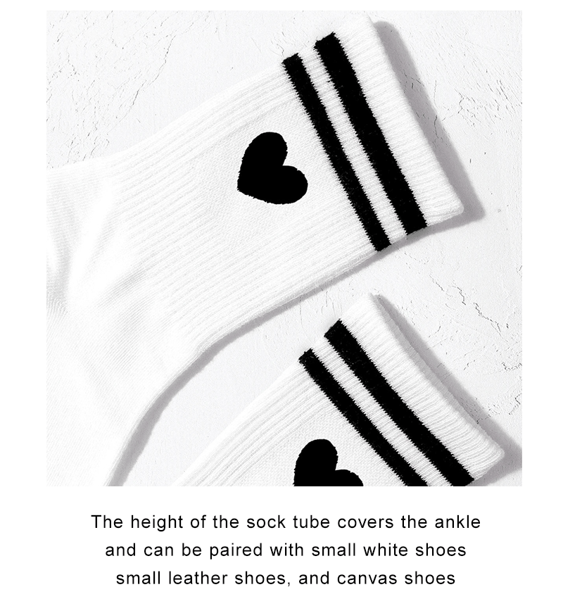 Description Picture 6 of item6 Pairs Women Parallel Bar Socks Fashionable Versatile Cartoon Love Socks Soft and Comfortable Casual and Breathable Socks