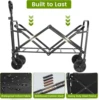 Heavy Duty Wagon Carts Foldable, Portable Wagons for Groceries, Beach Cart with All-Terrain Wheels  Drink Holders, Utility Wagon
