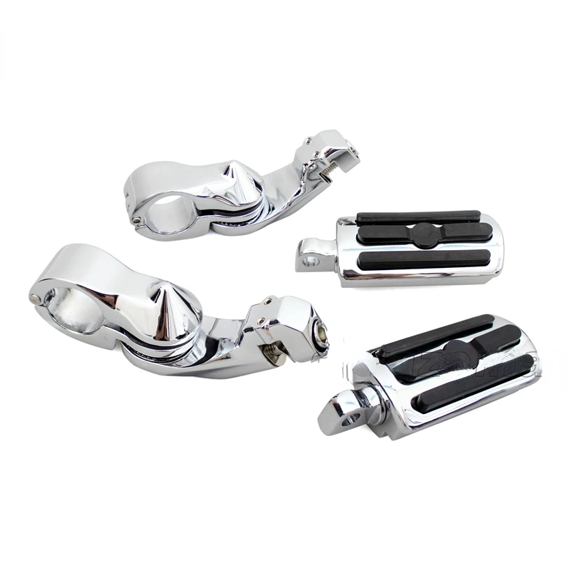 

Motorcycle Highway Foot Pegs Footrest Pedals Clamp for 1.25" engine guards