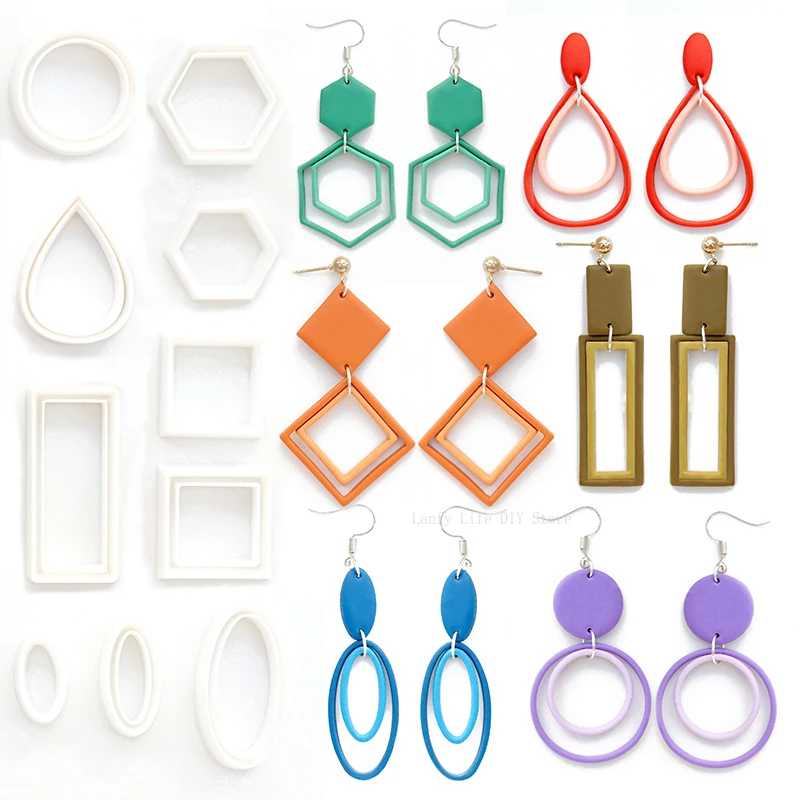 3pcs Set Hollow Ring Polymer Clay Cutter Geometric Shape Soft Pottery Mold DIY Earring Pendant Jewelry Making Cutting Tools