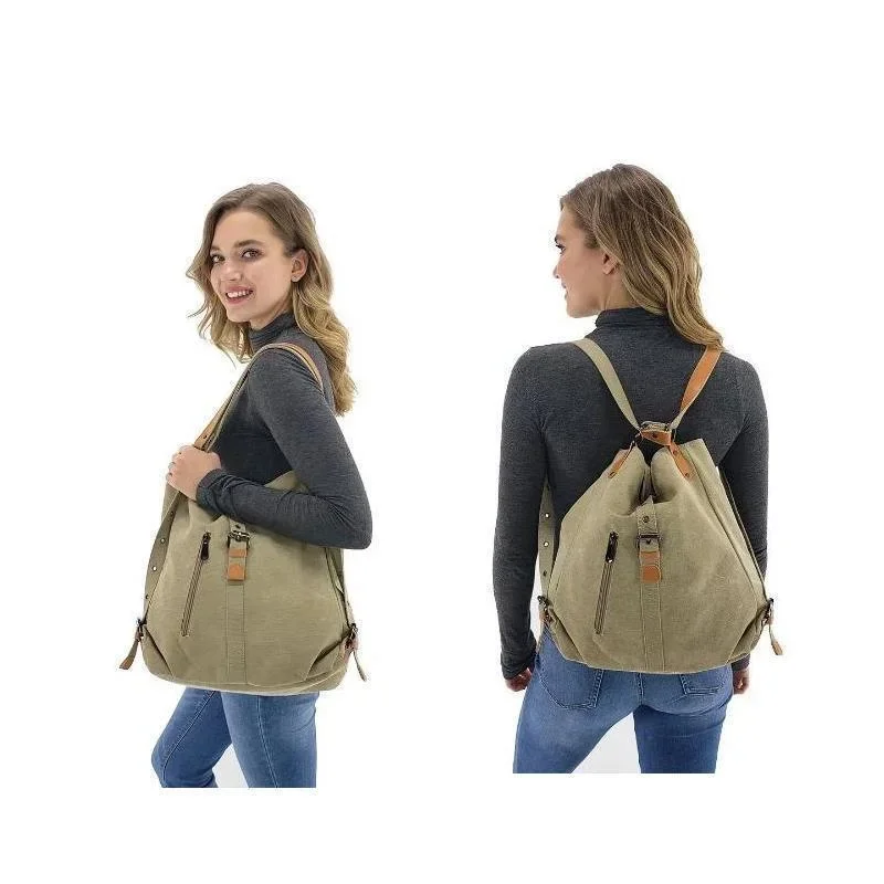 

Casual Canvas Women Shoulder Bags High Quality Multi Function Back Pack for Students School Travel Bags