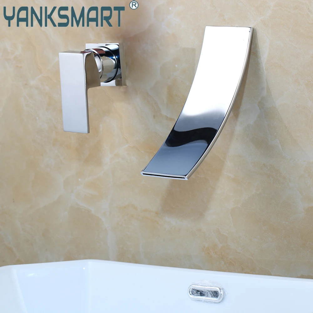 Yanksmart Chrome Waterfall Basin Faucets Wall Mounted Waterfall Faucet