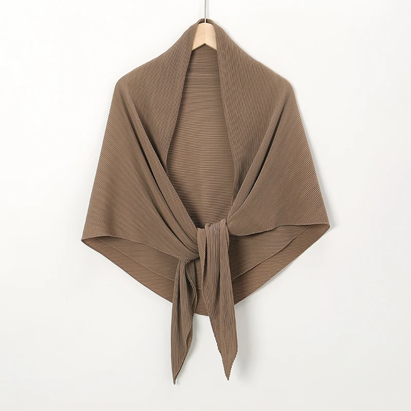 10pcs 110*110cm Maldives Malaysia Solid Color Chiffon Pleated Square Muslim Scarf