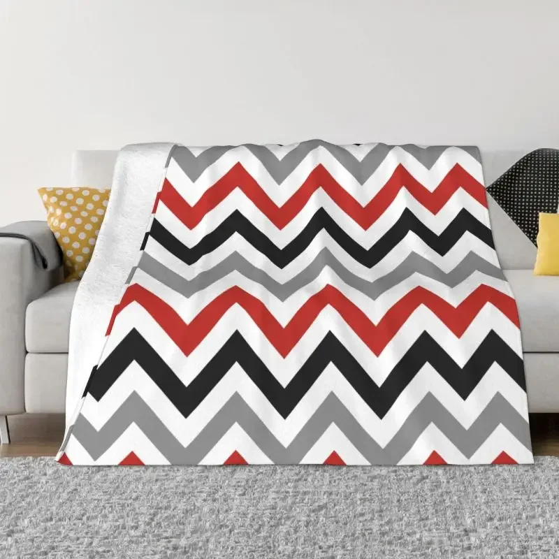 

Zig Zag Stripes Red Black White Gray Blanket Flannel Fleece Zigzag Geometric Throw Blankets for Car Bedding Sofa Bedspreads