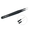 Stainless Steel Black Curved Straight Eyebrow Tweezers Anti Acid Nipper Rhinestone Picking Tool False Eyelash Nail Art Tool 3