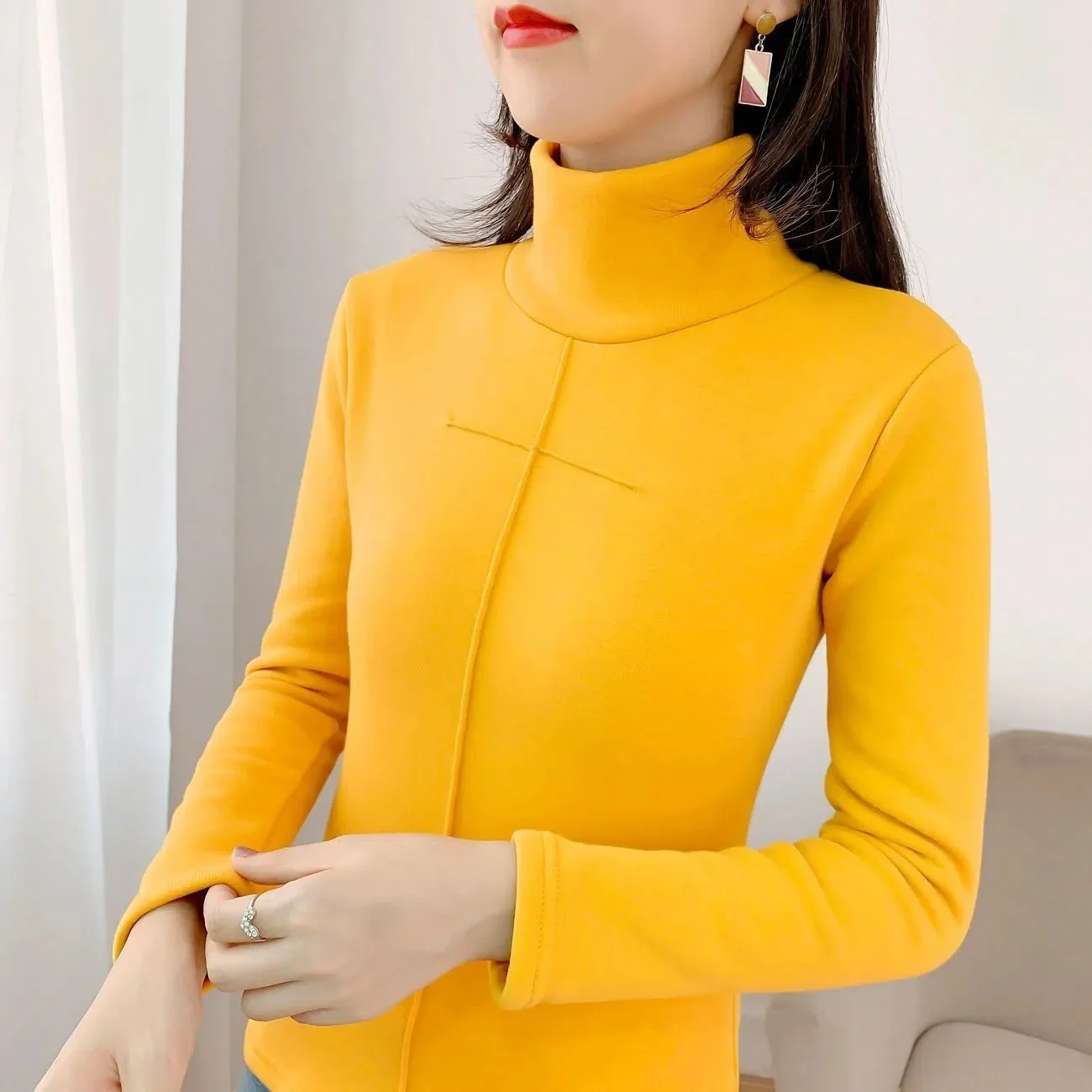 

Thickened High Neck Women's Large 2023 Long Sleeve T-shirt Top Shirt Blusas Clothes for Women Tops Shirts Blouses