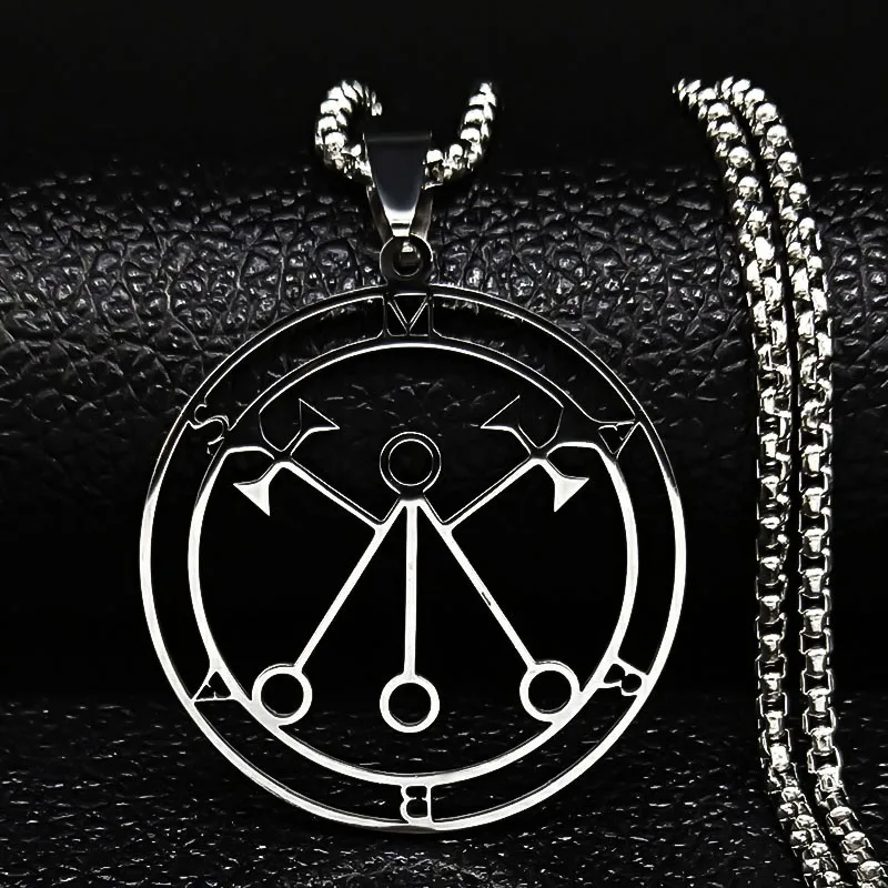 Sleek Lucifer Sigil Stainless Steel Satanic Necklace with Baphomet Charm