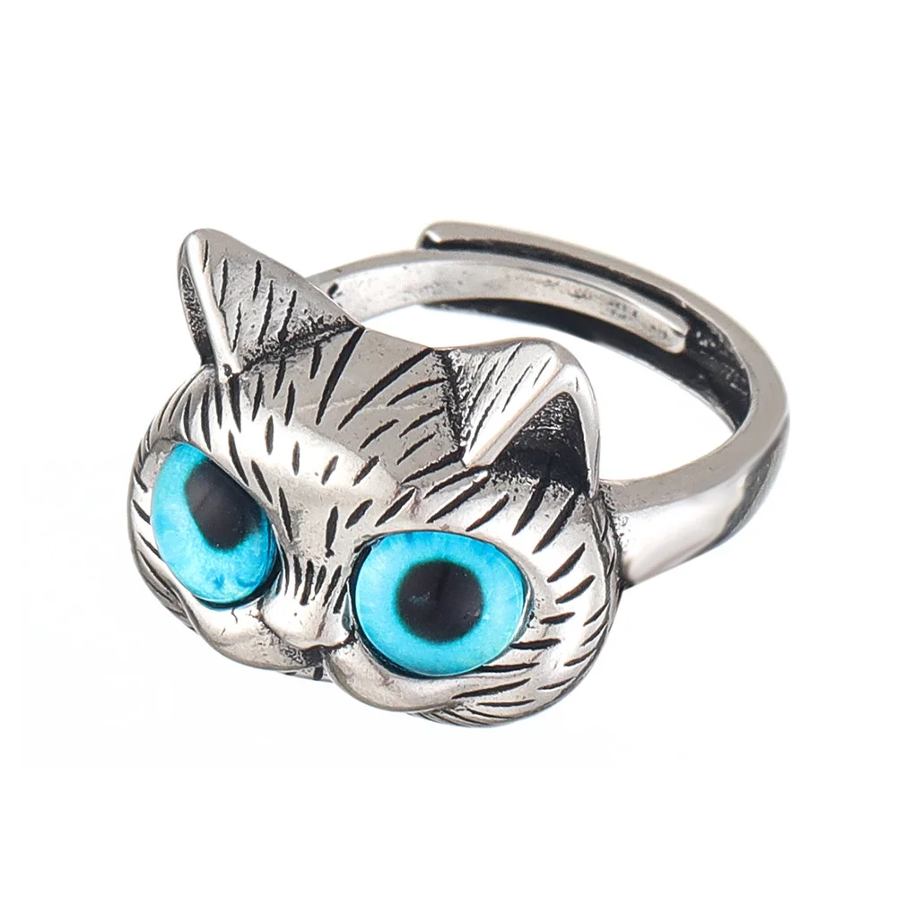 Cat Ring Silver Alloy Adjustable for Women Jewelry Gift