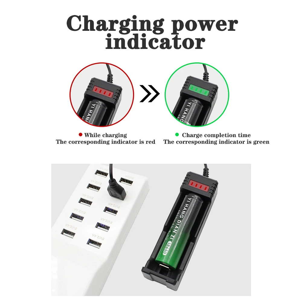 Universal USB Smart Single Slot Charger 18650 14500 26650 Quick Charge Overcharge Protection Charger Lithium Battery Adapter charger adapter battery charger fast charger battery charger adapter