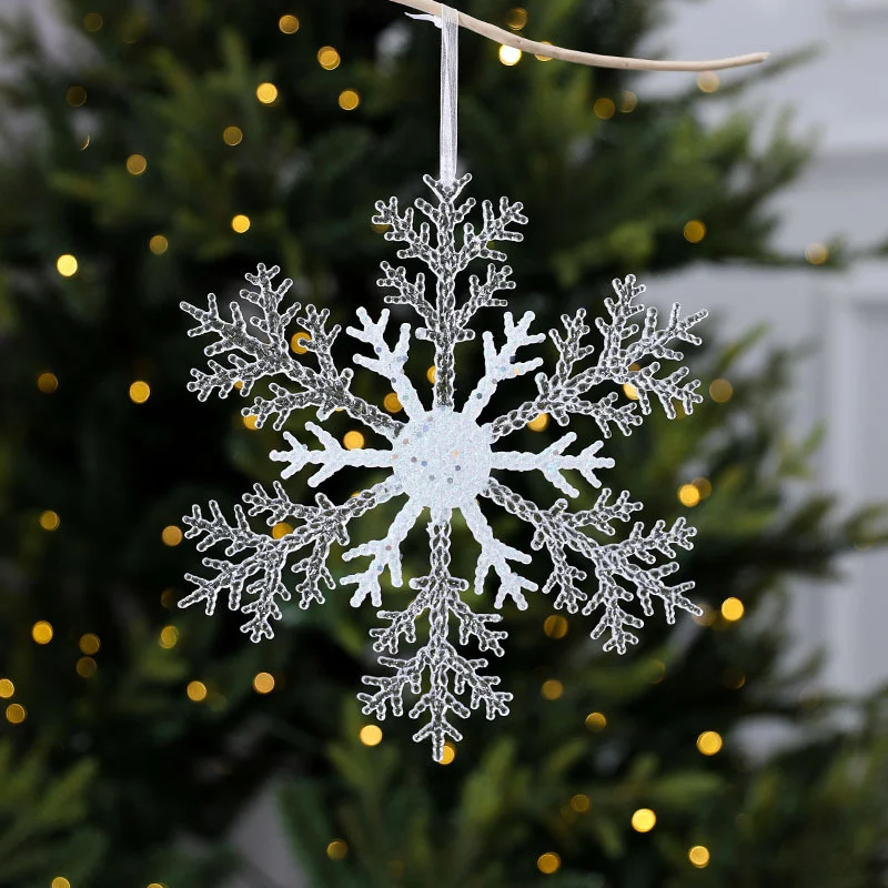Shiny Icicle Ice Cone Snowflake Christmas Decoration Xmas Tree Hanging Ornaments Fake Snowflake Elsa Party Decors Winter Navidad