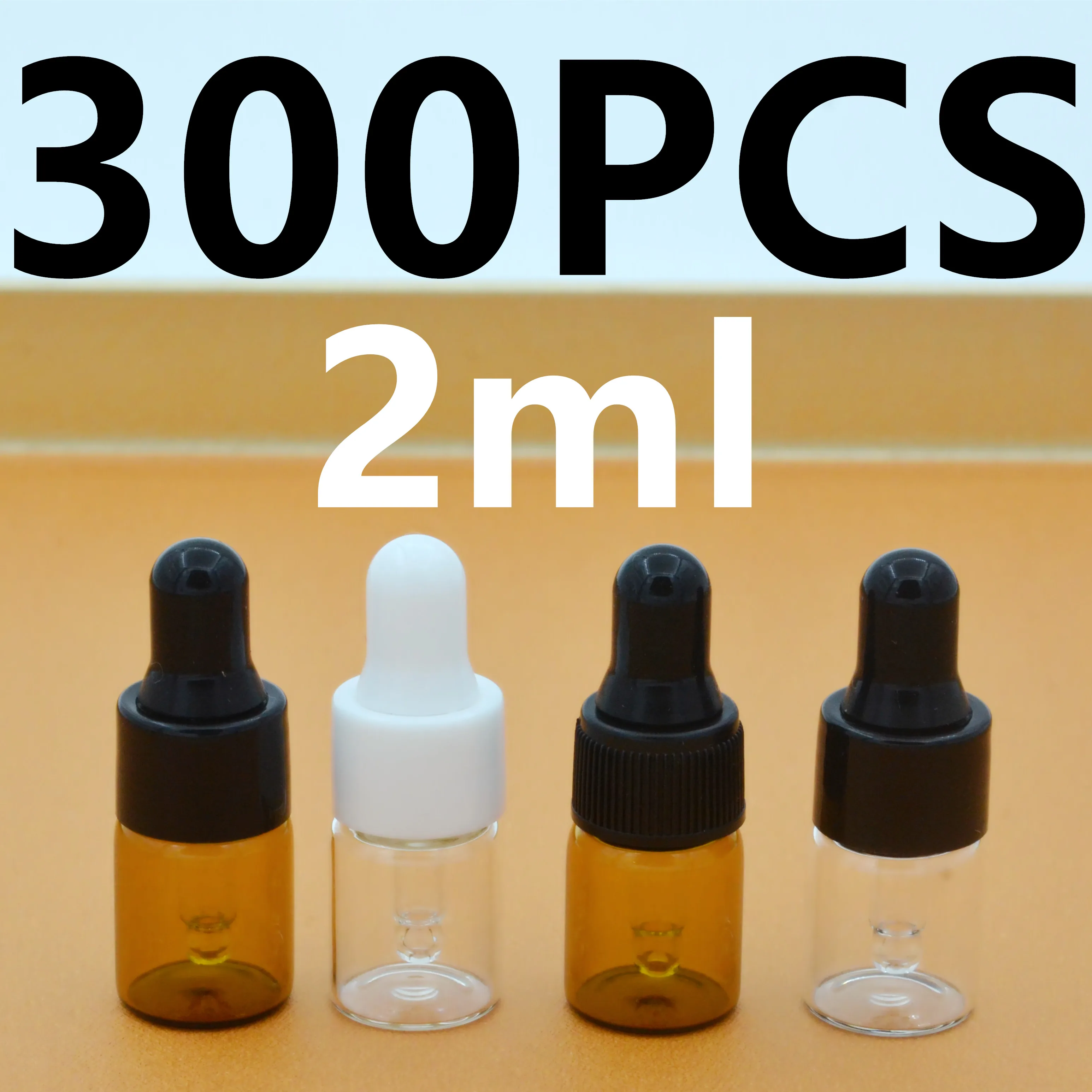 

300Pcs 2ml Amber/Clear Glass Dropper Bottles Mini Essential Oils Dropper vials Bottle for Sample Cosmetic Perfume Travel