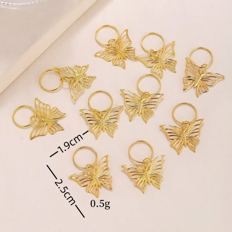 DIY Hair Braid Charms Accessories Dreadlocks Decorative Hollowed-Out Butterfly Hair Pendant Ring Hair Ornaments For Braids 4