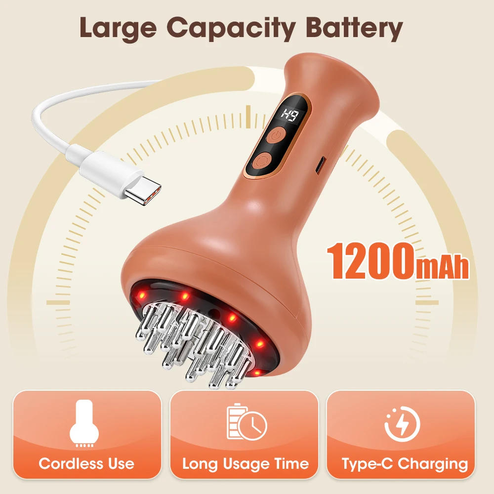 Rechargeable Scraping Massager Vibration Hot compress Meridian brush Body shaping Lymphatic detoxification Dredging Fat burning