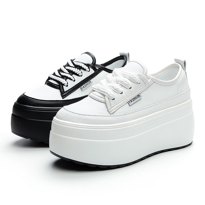 

Туфли женские из натуральной кожи на платформе, модные спортивные белые кроссовки на плоской подошве, повседневные Элегантные свадебные туфли на массивном каблуке, 2023