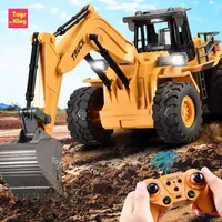 2.4G RC Dump Truck Alloy 9CH Excavator Lights Remote Control Bulldozer Multi-functional Engineering Vehicle Kids Toys Boys Gifts 1