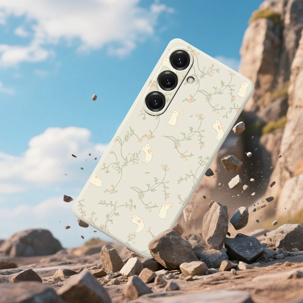 Charming Rabbit and Floral Soft Phone Case