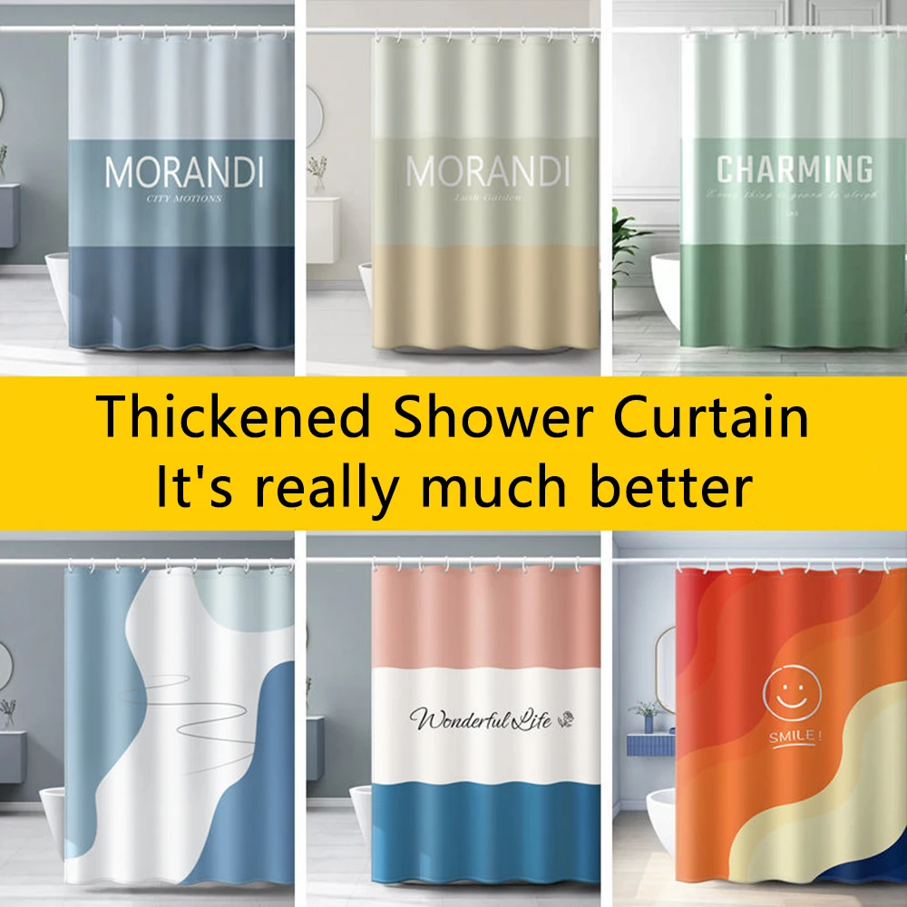 

Shower Curtain Waterproof Hanging Curtain Set Punch Free Mildew Proof Bathroom Partition Curtain Bathroom Curtain Door Curtain