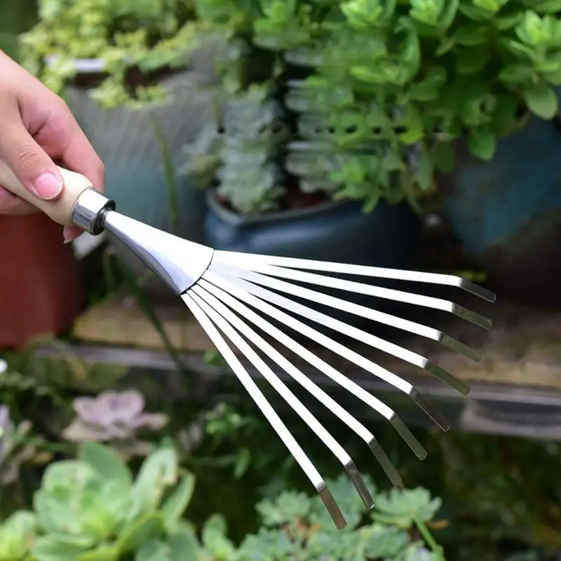 Hand Rakes Long Handle Stainless Steel Shell Clam Digger Small Leaf Rakes Great for Gardening Planting Garden Sweep Yard farming rake,hand rake