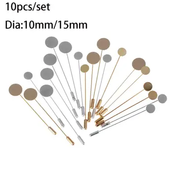 دبوس بروش طويل مطلي بمعدن اللؤلؤ والنحاس ، دبوس طية صدر ذاتي الصنع ، صناعة مجوهرات الفساتين ، قاعدة دبابيس ، ملحقات صينية ، 10: 50 لكل مجموعة