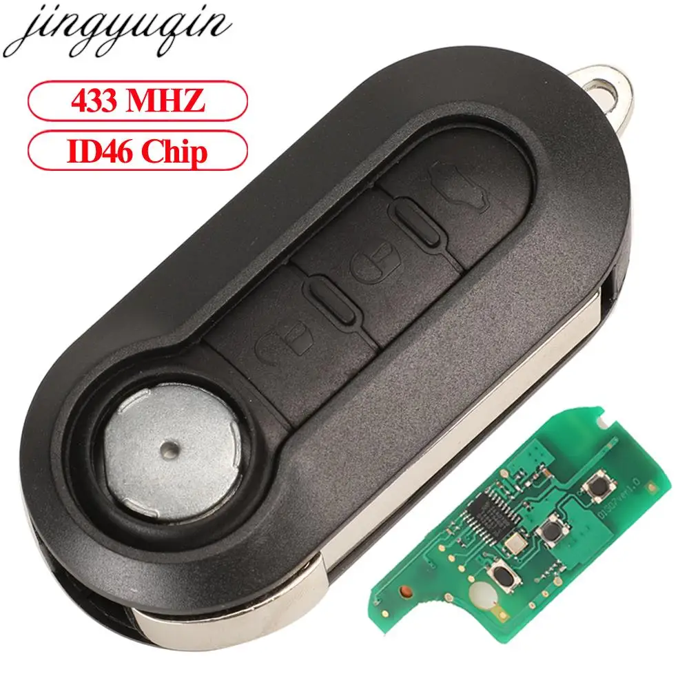 Jingyuqin Remote Control Car Key 433MHz ID46 For Fiat 500L MPV Ducato Citroen Jumper Peugeot Boxer 2008-2015 RX2TRF198 3 BTN Fob