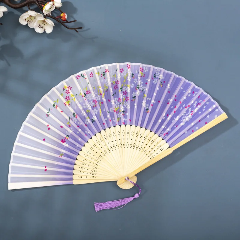 Foldable Silk Hand Fan - Bamboo Halloween Cosplay Prop  Party Decoration