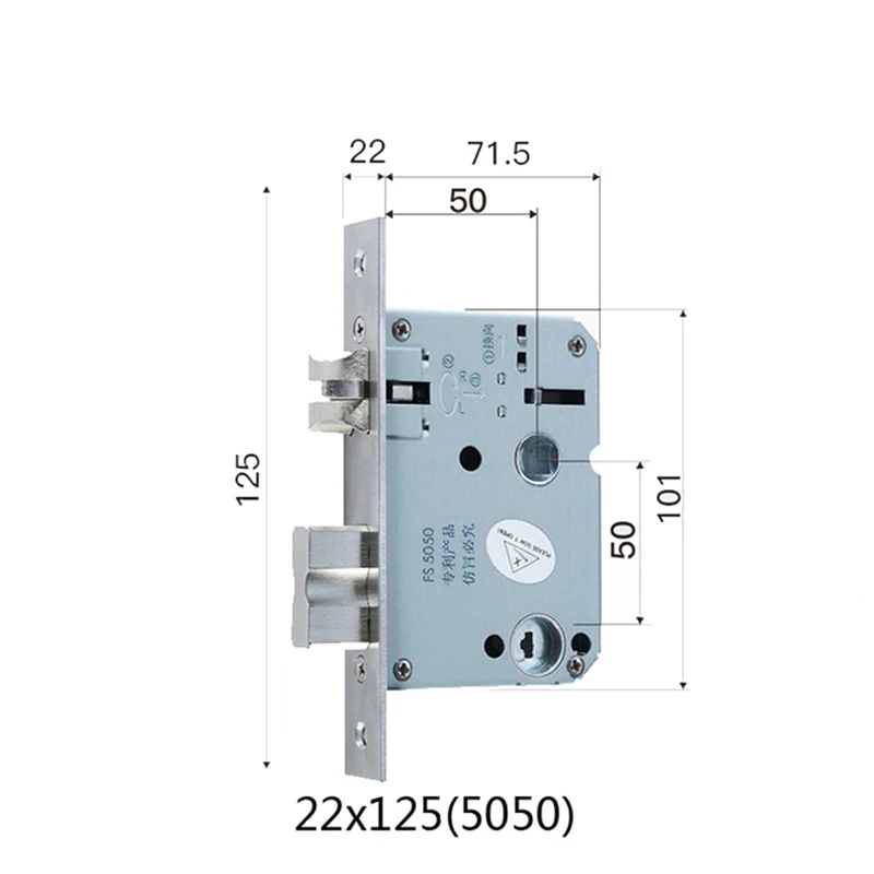 Description Picture 3 of item5050 22x147 160 170 180 190 200 220 240  Round Corners steel security fingerprint door lock body,Mechanical lock accessories