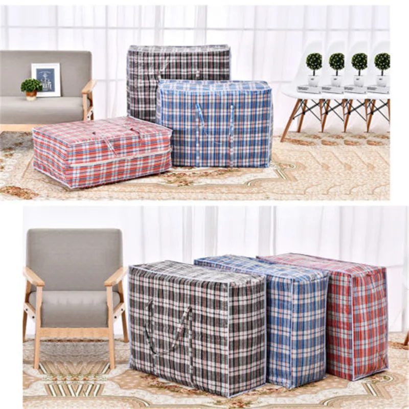 Reusable Plastic Jumbo Laundry Zipped Large Strong Shopping Home Storage Bag Strong Woven Plastic PVC Bags Luggage Cover 3