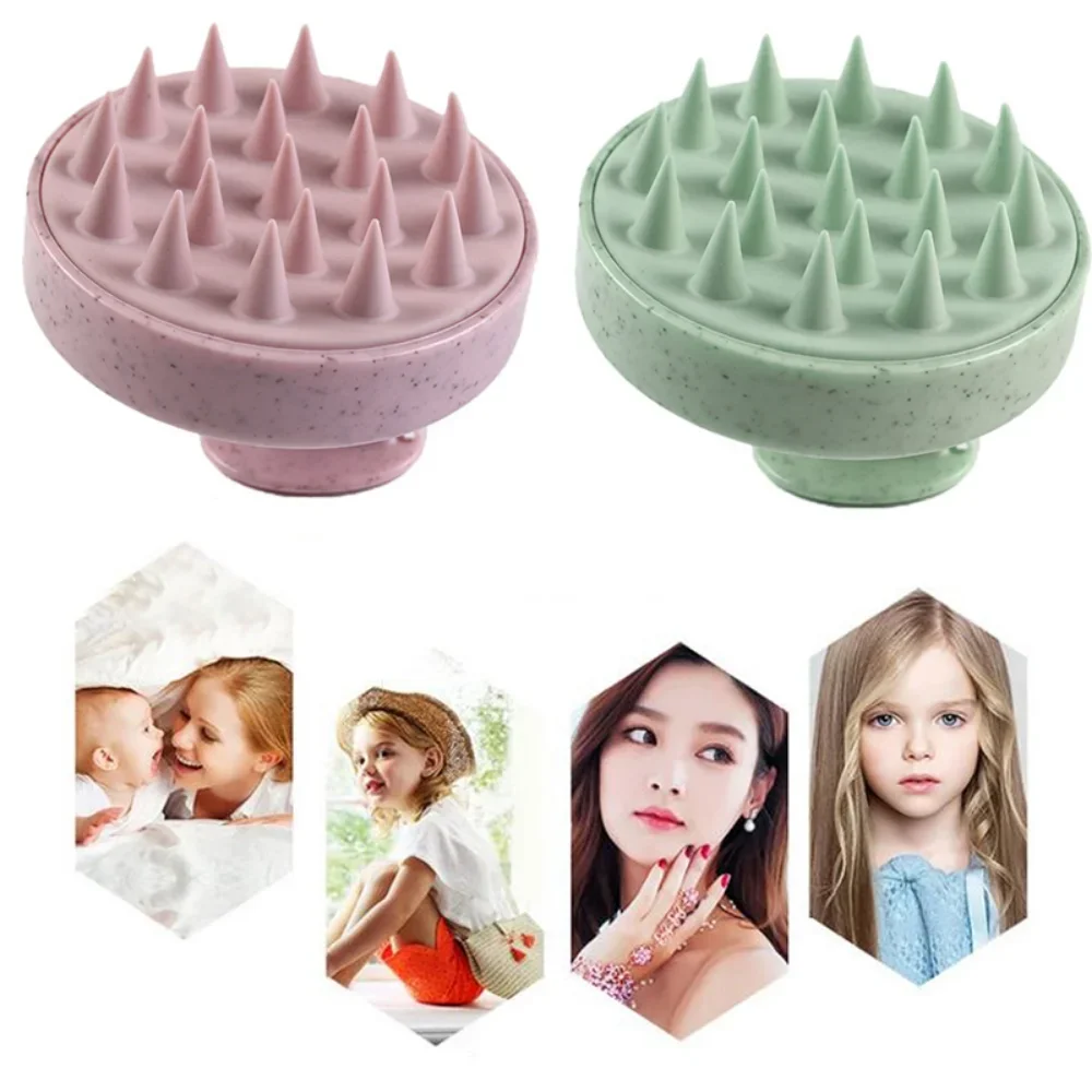 Wheat Straw Silicone Shampoo Brush Head Scalp Massage Comb Hair Washing Comb Clean Care Hair Root Itching Scalp Massage Comb 4