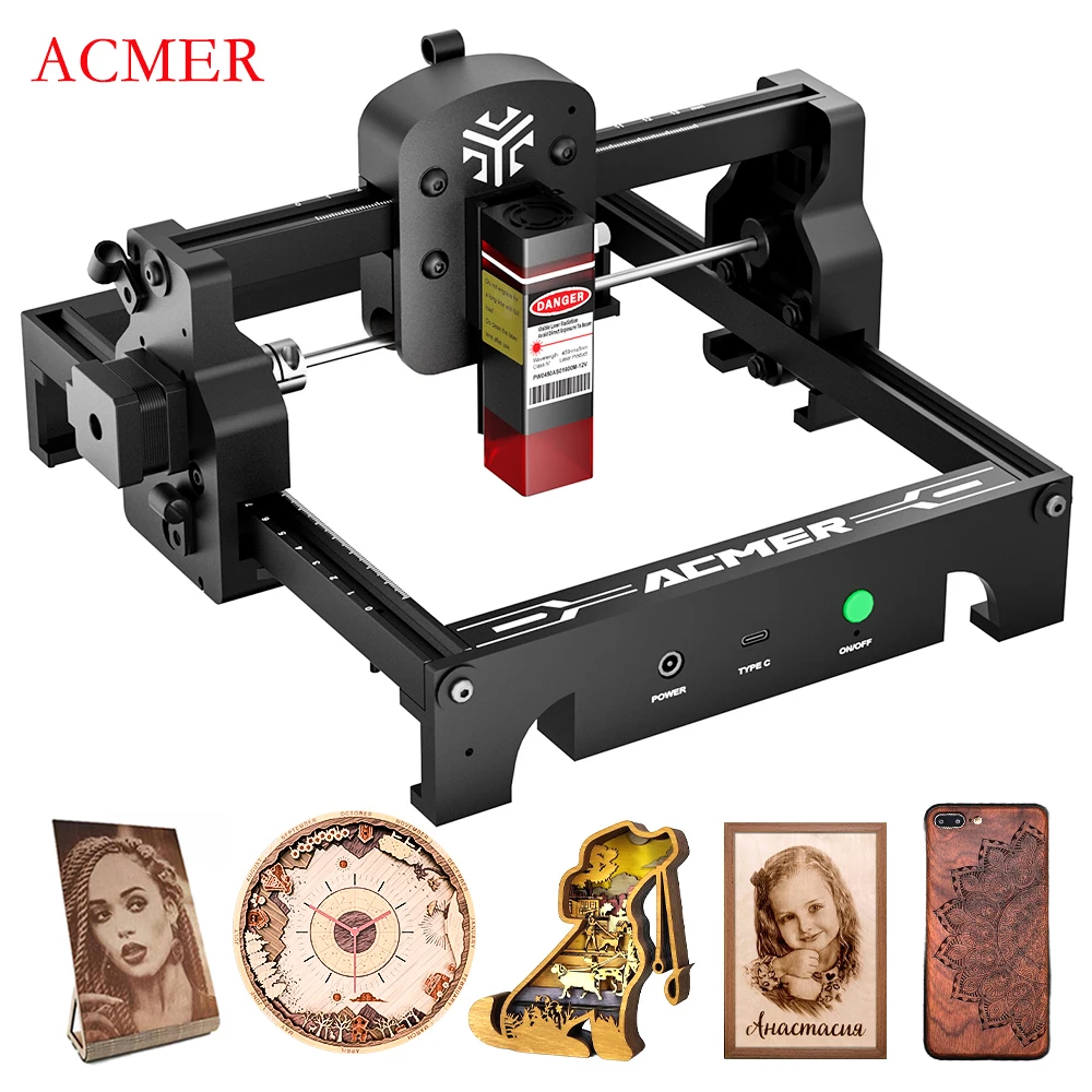 Acmer s1ポータブルレーザー彫刻機、ミニ彫刻機、木材、プラスチック 