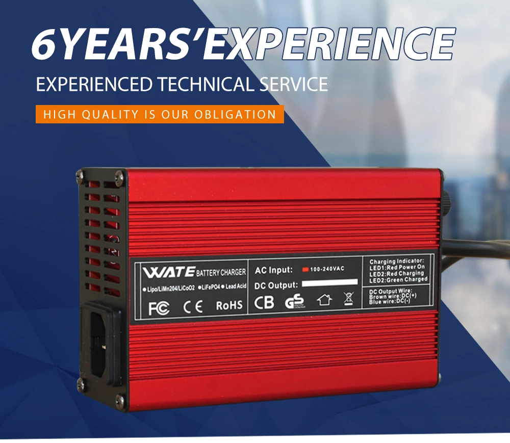 WATE 54.6V 5A smart fast lithium battery charger with a heavy duty aluminum alloy shell