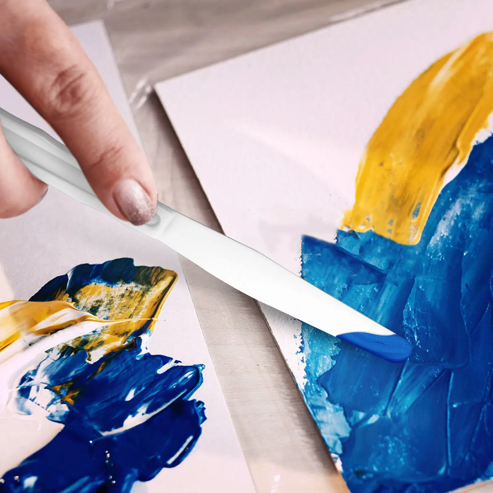 1 세트 플라스틱 드로잉 스패툴 색소 혼합용 다용도 모양의 스패툴 유화 스크레이퍼 페인팅 도구 아티스트 용품