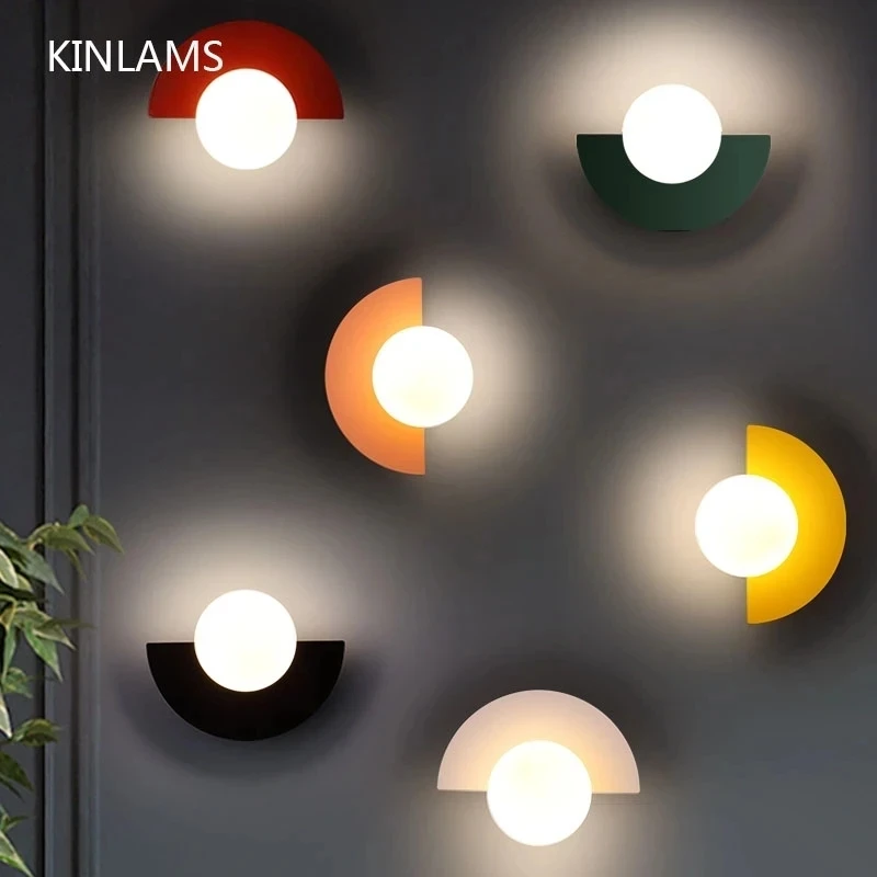 LED Wall Lamp Wall Lamp Nordic LED Bedroom Bedside Simple Colored Designer Creative Living Room Aisle Corridor Study Indoor Lighting