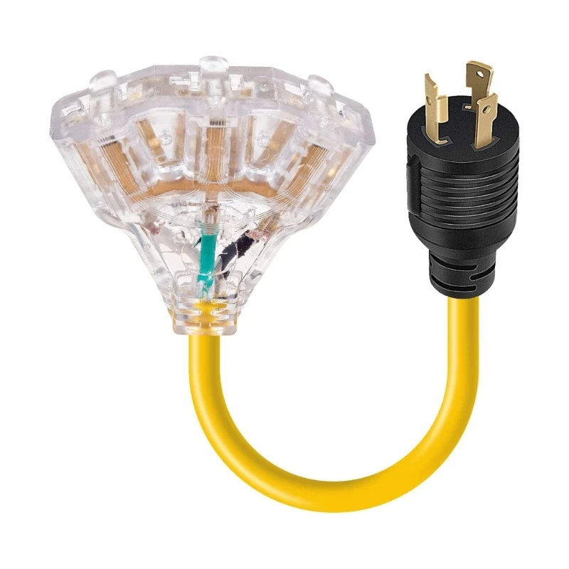 

L5-30P Male to 3X 5-20R Female RVs Power Adapter 3 Prong 30Amp to 15Amp RVs Adapter Extension Cord 3-Way Outlet Drop Shipping