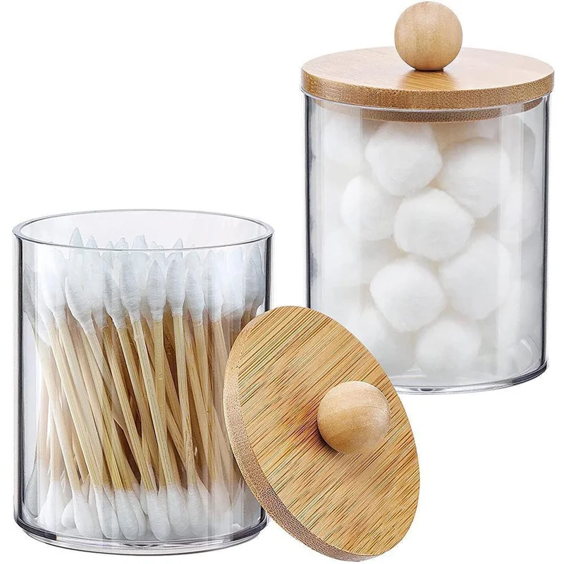 1/2/4 Pieces Qtip Holder Dispenser Bathroom Organizer for Swab,Dental Floss Sticks Holder, Makeup Organizer Round Pads Organizer 2