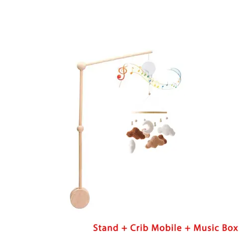 Wooden Crib Mobile Baby Bed Bell Rattle Toy Soft Felt Cartoon Bear Mobile bracket Newborn Music Box Bed Bell Hanging Bracket Toy - Image 33