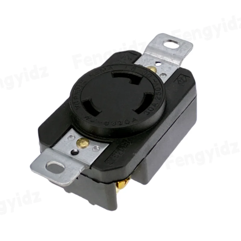 Plug Adapter Power Cord Plug Black American 30A 250V NEMA L6-30P L6-30R US 3-hole anti-off industry power plug socket inline wire connector