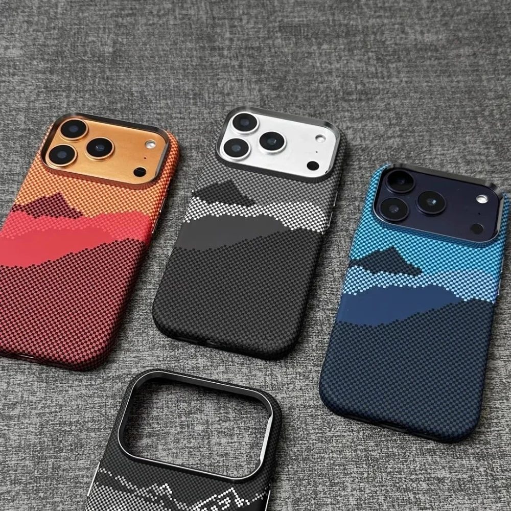 Magnetic Carbon Fiber Wireless Phone Case with Camera Lens Protection