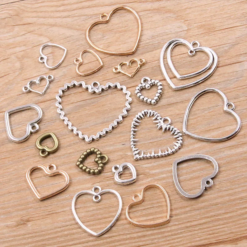 Silver Color Hollow Heart Charms Pendant