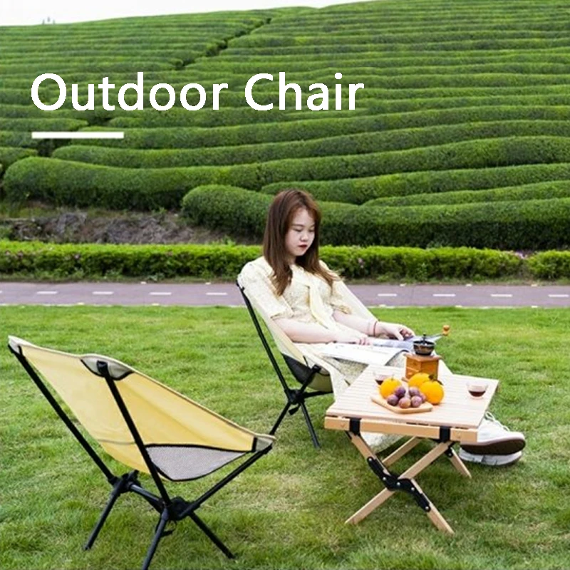 Detachable Portable Folding Moon Chair Outdoor Camping Chairs Beach Fishing Chair Ultralight Travel Hiking Picnic Seat Tools camping chair detachable portable chair aluminum alloy stand beach chairs load bearing 120kg 360 degree swivel outdoor furniture