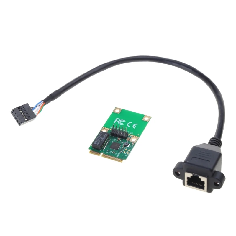 

CPDD Mini Pci-e Network Card 10/100/1000Mbps Gigabit Ethernet RJ45 Adapter Card RealtekRTL8111F Main Chip 30cm Cable