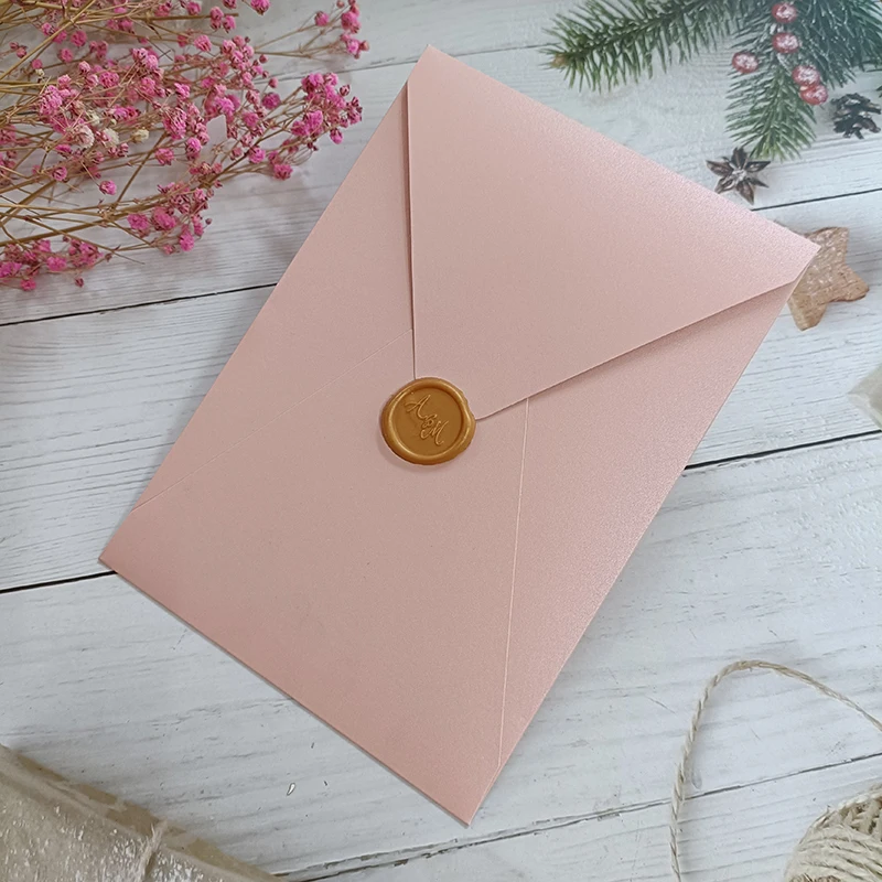 15pcs Multicolor Vertical Wedding Invitation Envelope 136x195mm V-Flap 250gsm