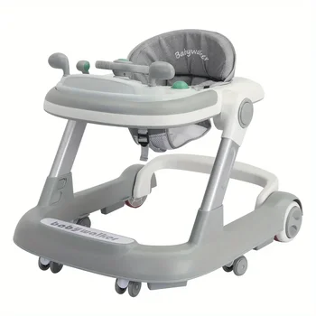 2-in-1 Baby Walker Foldable Activity Walker with Swivel Wheel Removable Music Tray Foldable Baby Push Walker Height Adjustable 1