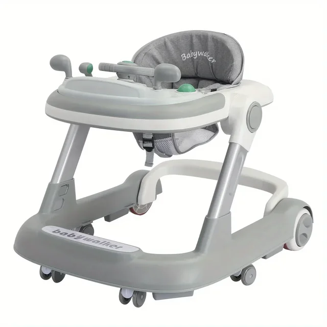 2-in-1 Baby Walker Foldable Activity Walker with Swivel Wheel Removable Music Tray Foldable Baby Push Walker Height Adjustable 1