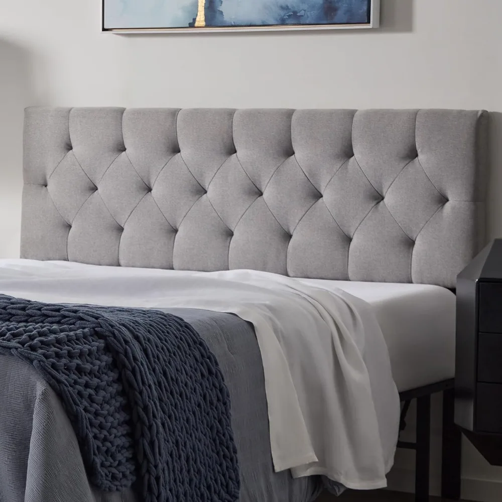 

Mid-Rise Upholstered Headboard - Diamond Tufted - Padded Polyester - Adjustable Height From 34“ to 46”- Easy Assembly Bed Heads