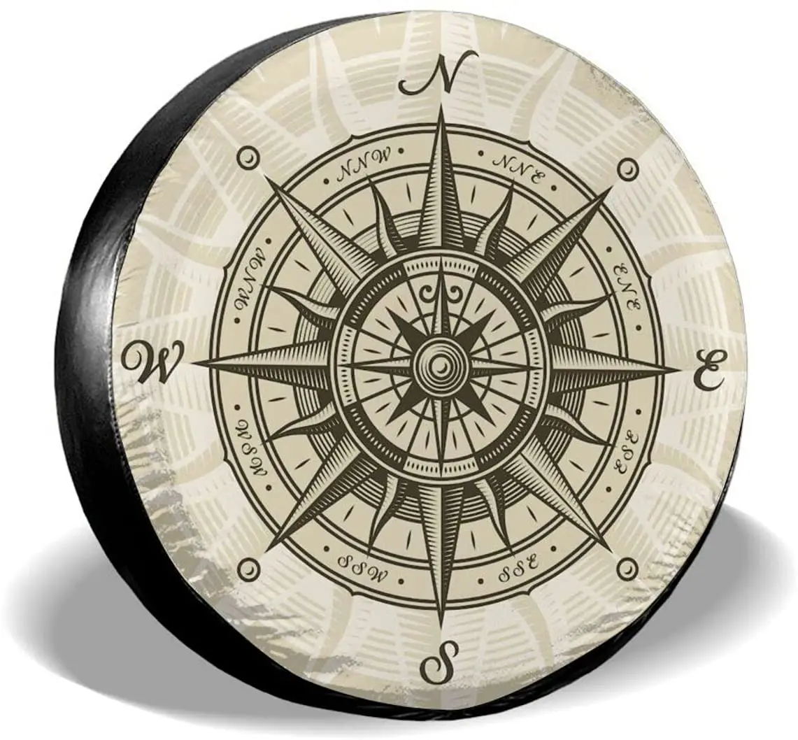 

Compass Tire Cover Universal Spare Wheel Tire Cover Wheel Covers for Trailer RV SUV Truck Camper Travel Trailer